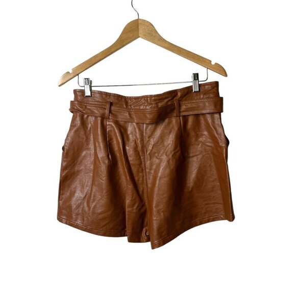 Altar’d state faux leather brown shorts with belt women’s‎ size large - Picture 2 of 8